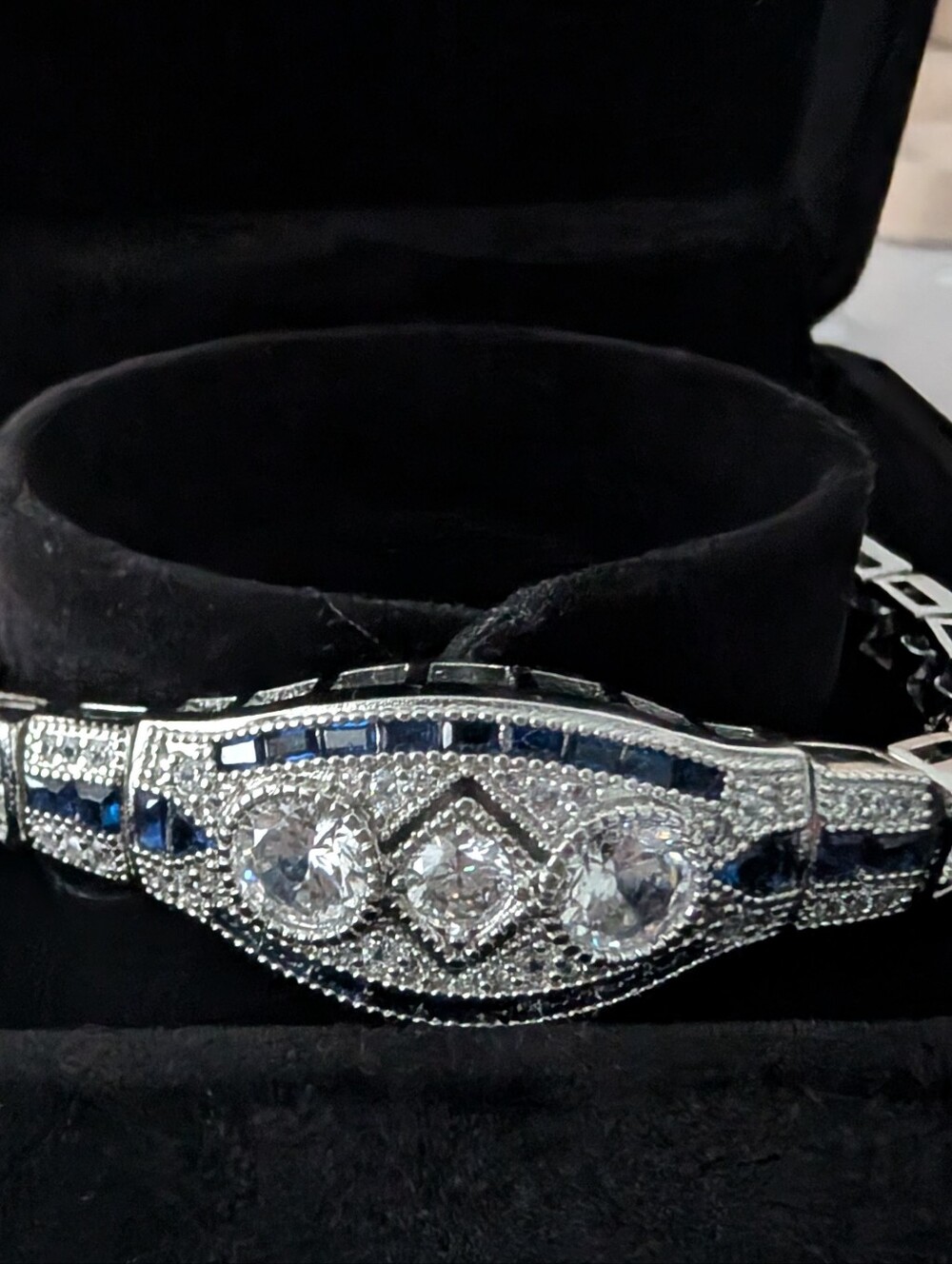 2.1 Carat Moissanite Bracelet - 7" - 1920s Art Deco Vintage Style - Great Gatsby